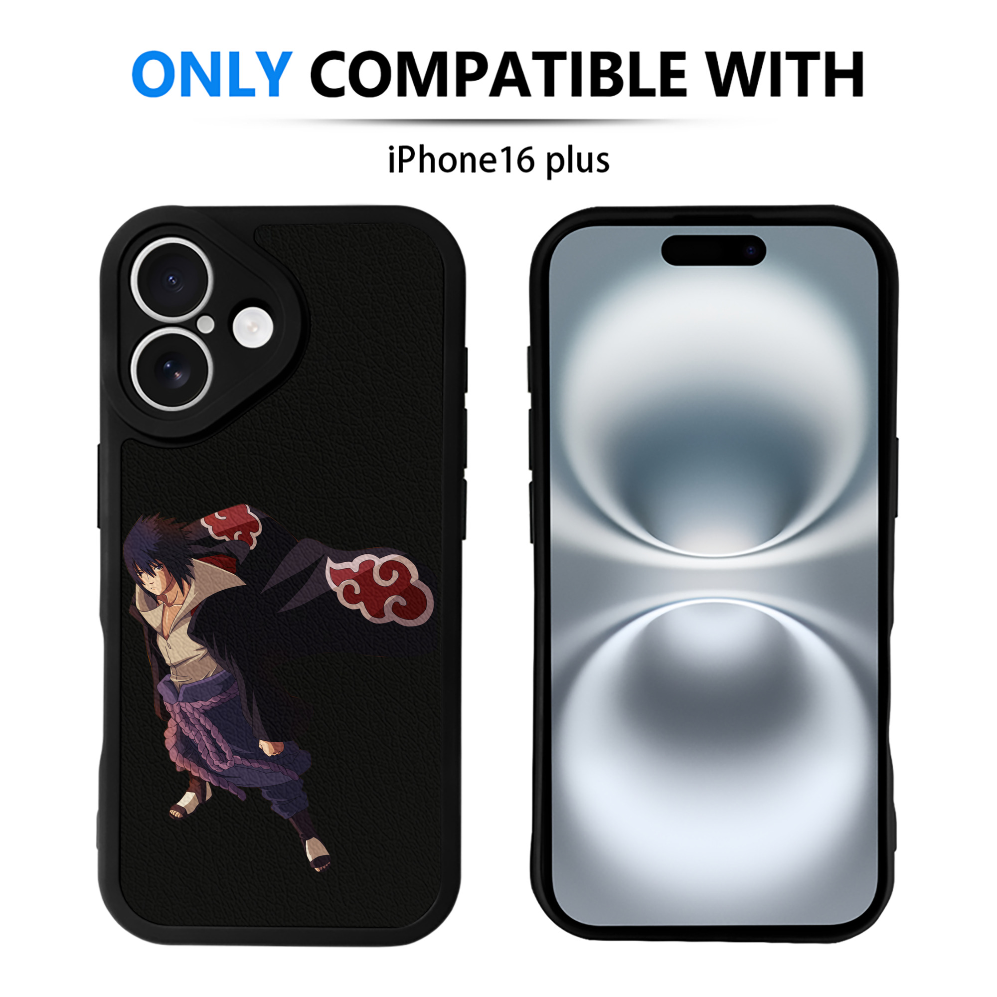 （画像用） NARUTO -ナルト- うちは サスケ Uchiha Sasuke 【iPhone 16シリーズ対応】シリコンスマホケース（レザー調） 材質：シリコン